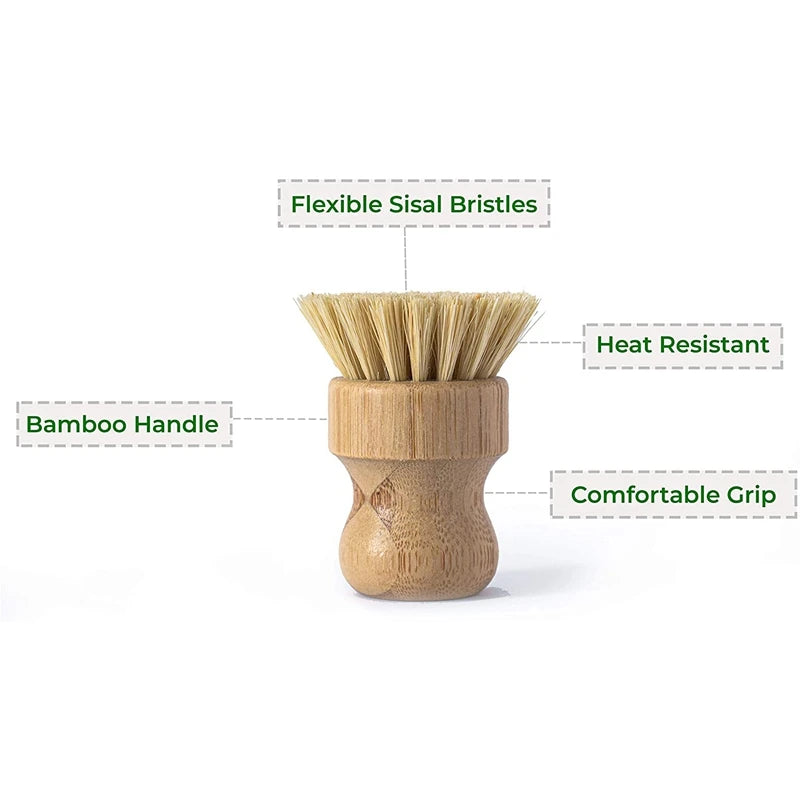  Bamboo brush set for dishes, bottles, and jars.