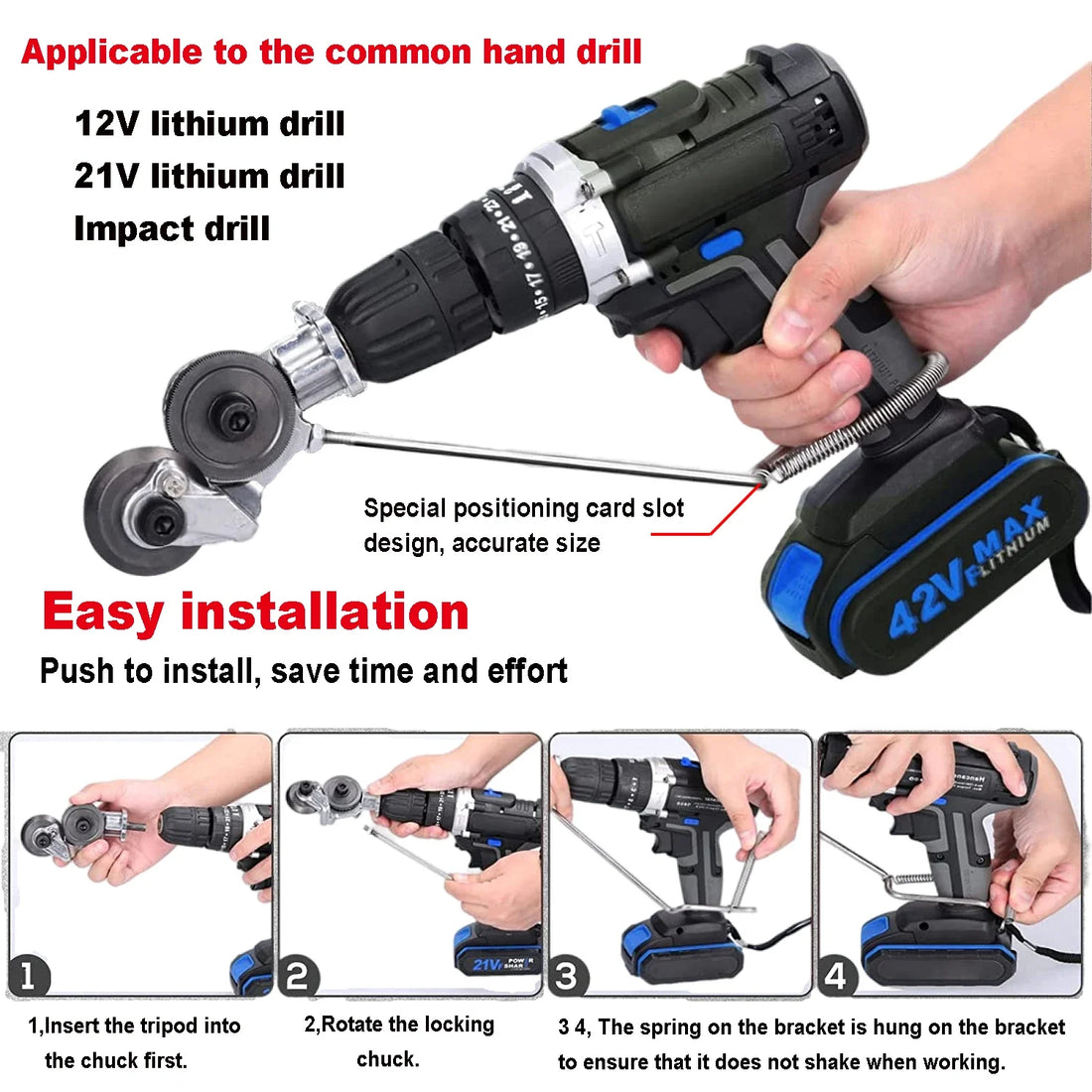 Electric Drill Cutter Attachment – Metal Double-Headed Sheet Cutting Tool for Cutting Plates and Punching Copper