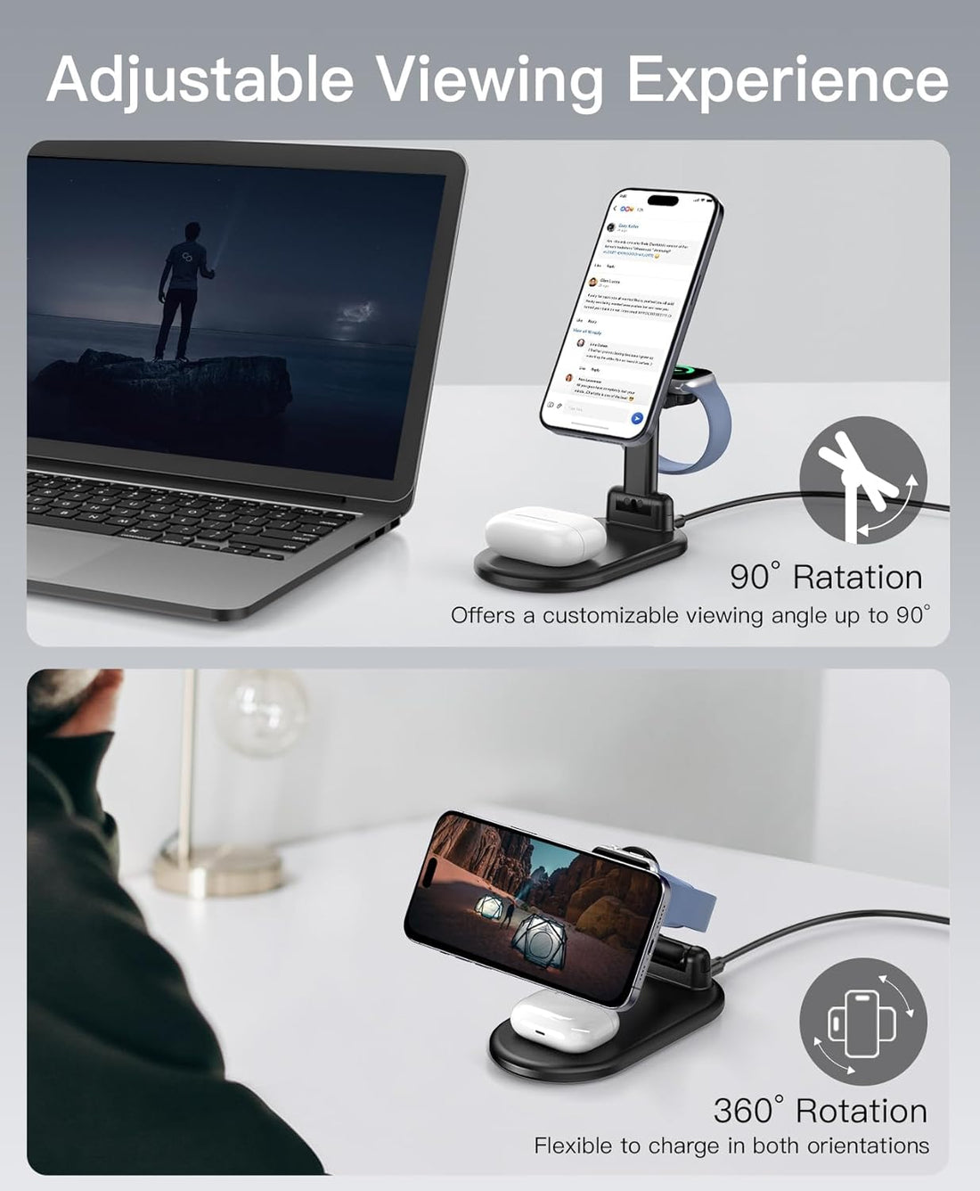 3-in-1 Wireless Charging Station for Apple Devices.