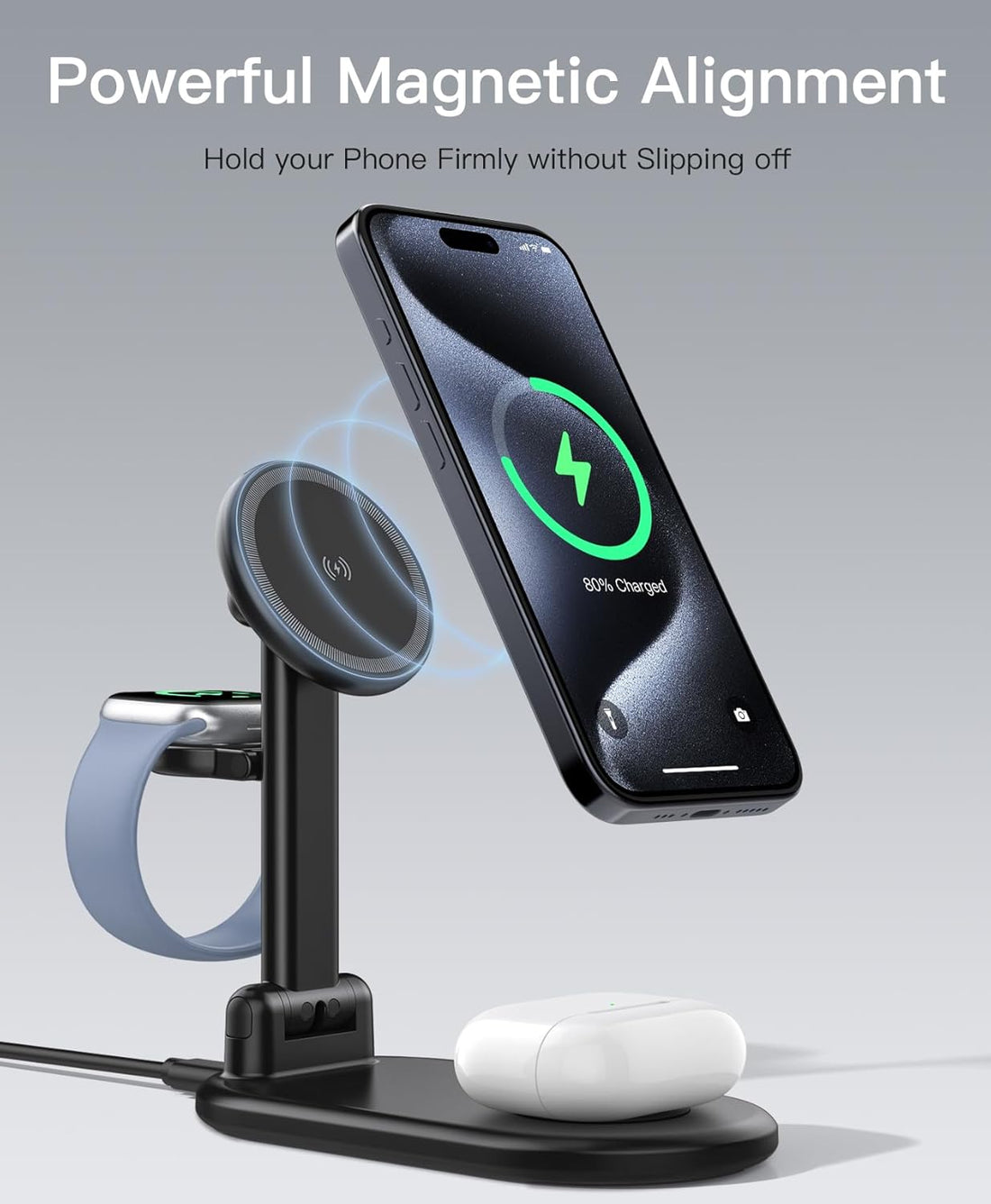 3-in-1 Wireless Charging Station for Apple Devices.