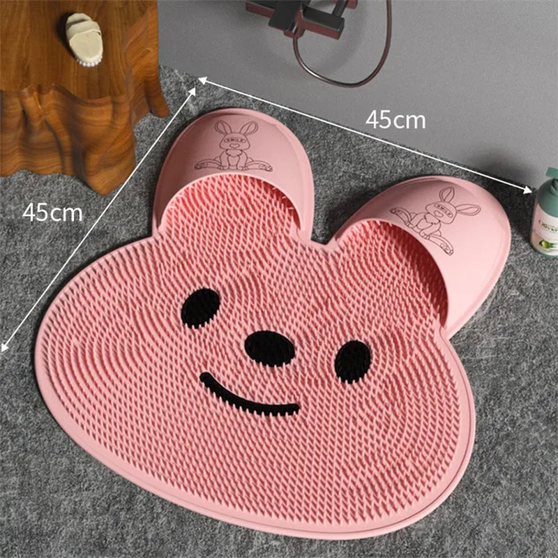 Silicone Rabbit Foot Rubbing Mat – Non-Slip Bathroom Massage Mat for Foot Washing and Peeling