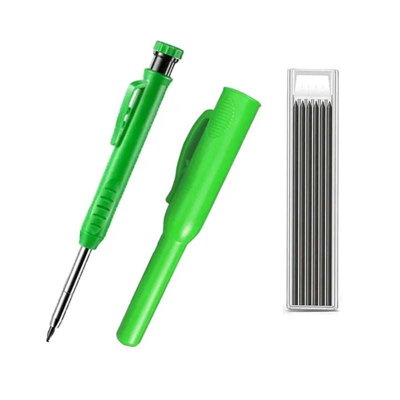 Solid Carpenter Pencil with Refillable Lead and Built-In Sharpener – Ideal for Deep Hole Scribing and Woodworking Marking