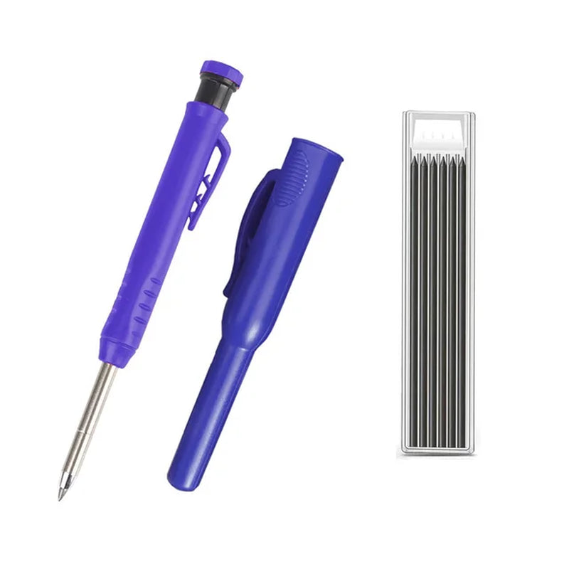 Solid Carpenter Pencil with Refillable Lead and Built-In Sharpener – Ideal for Deep Hole Scribing and Woodworking Marking