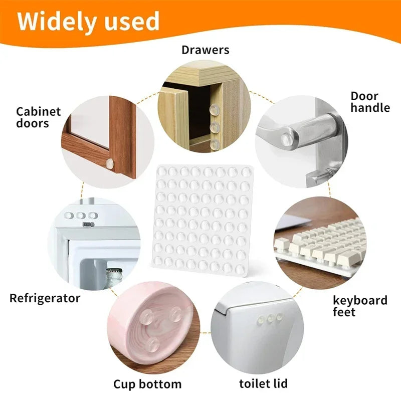 300/100 Pcs Self-Adhesive Clear Rubber Door Stops – Silicone Bumpers, Cabinet Buffers, Furniture Dots, and Protective Pads