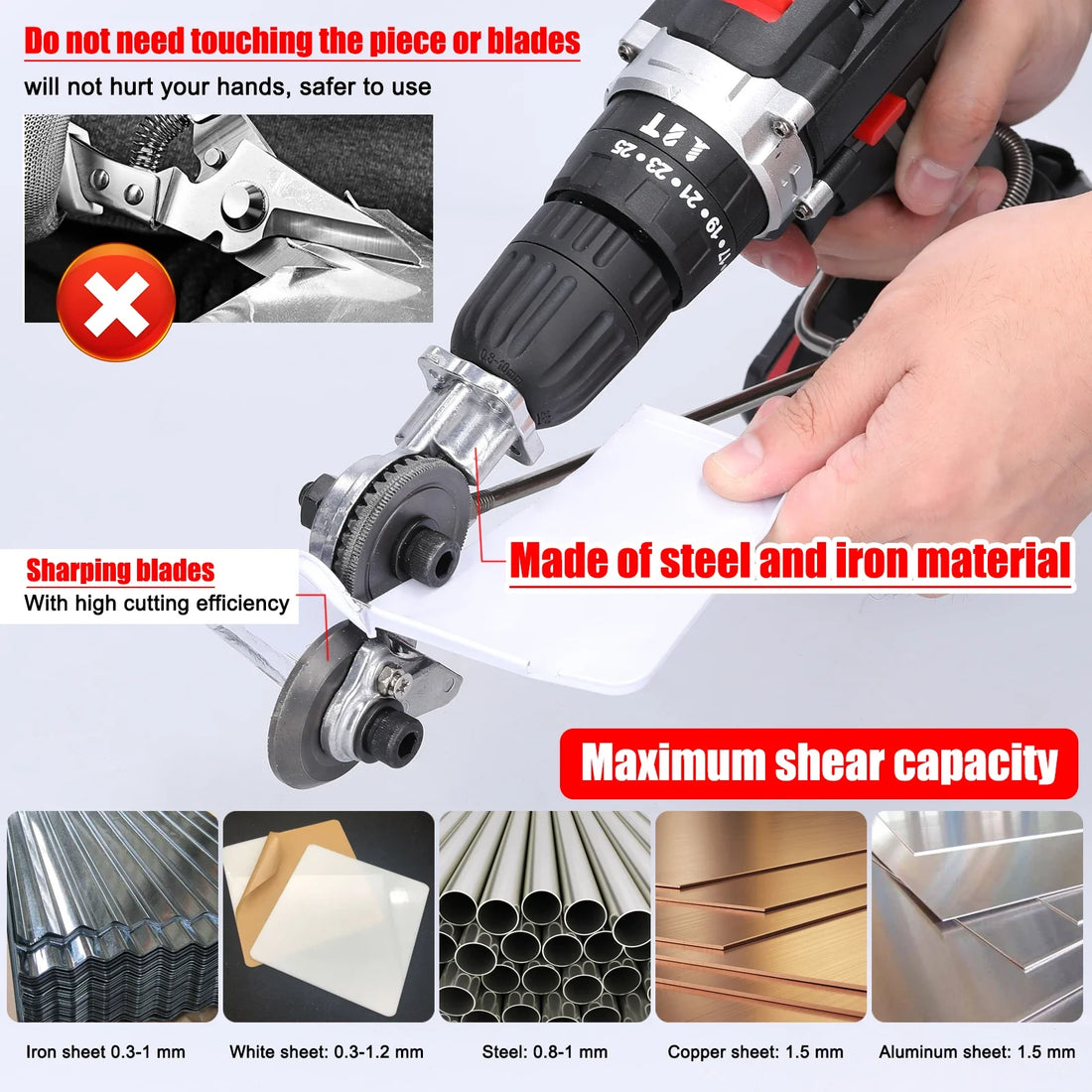 Electric Drill Cutter Attachment – Metal Double-Headed Sheet Cutting Tool for Cutting Plates and Punching Copper