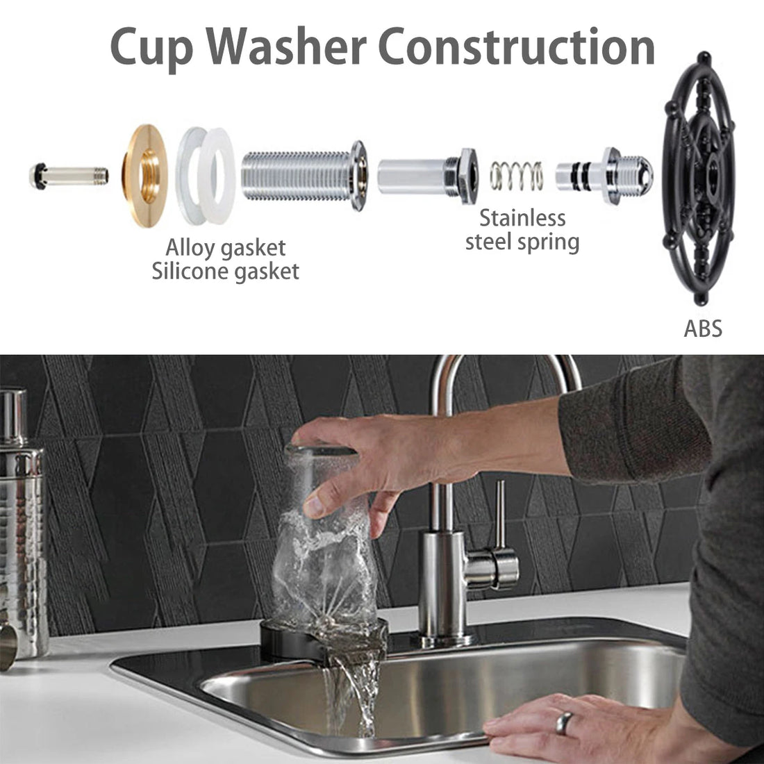 High Pressure Faucet Glass Rinser – Cup Washer for Kitchen Sink, Beer, Coffee, Milk, Tea, and Bar Accessories