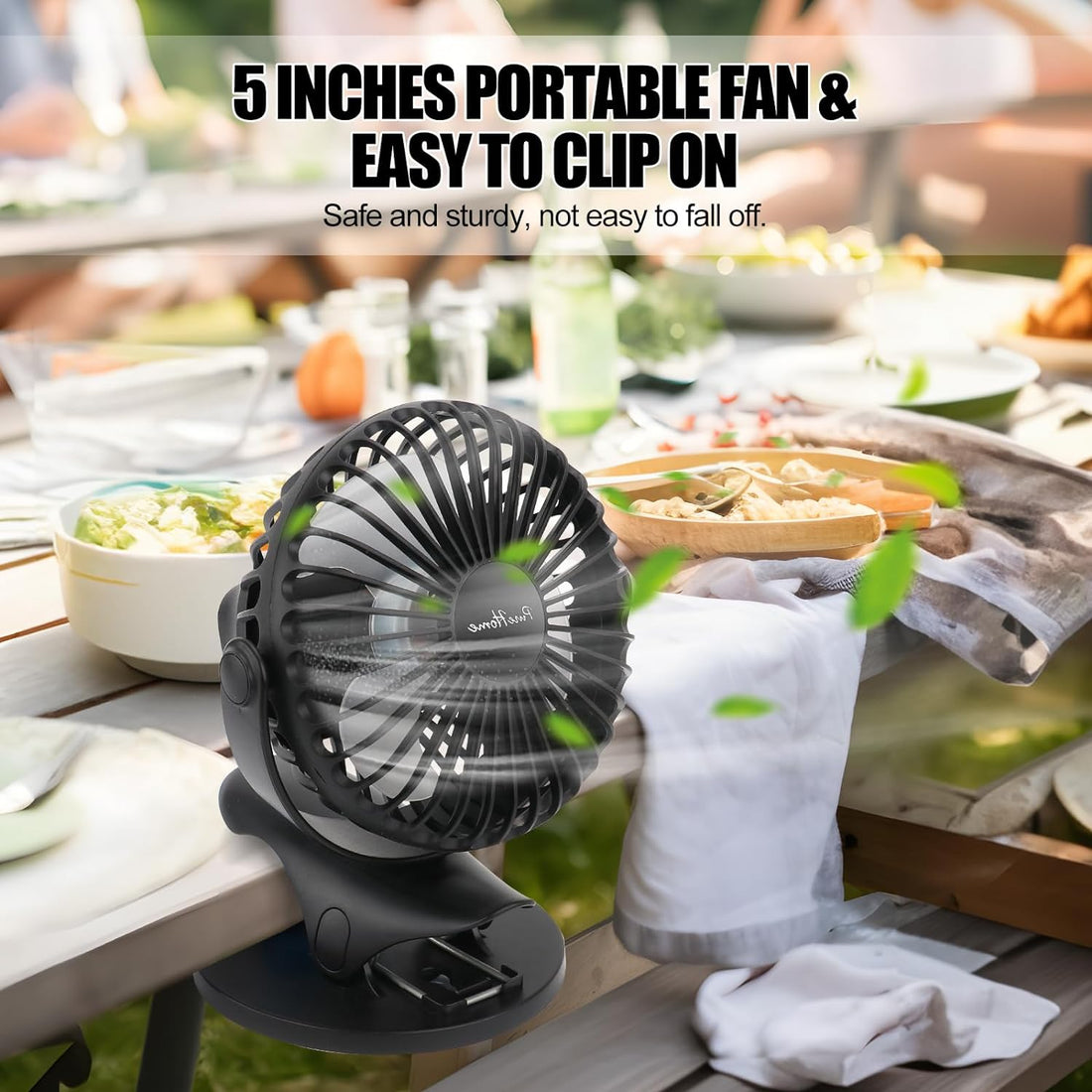 USB Rechargeable Clip Fan, 3-Speed, 360° Rotation, Ultra-Quiet.