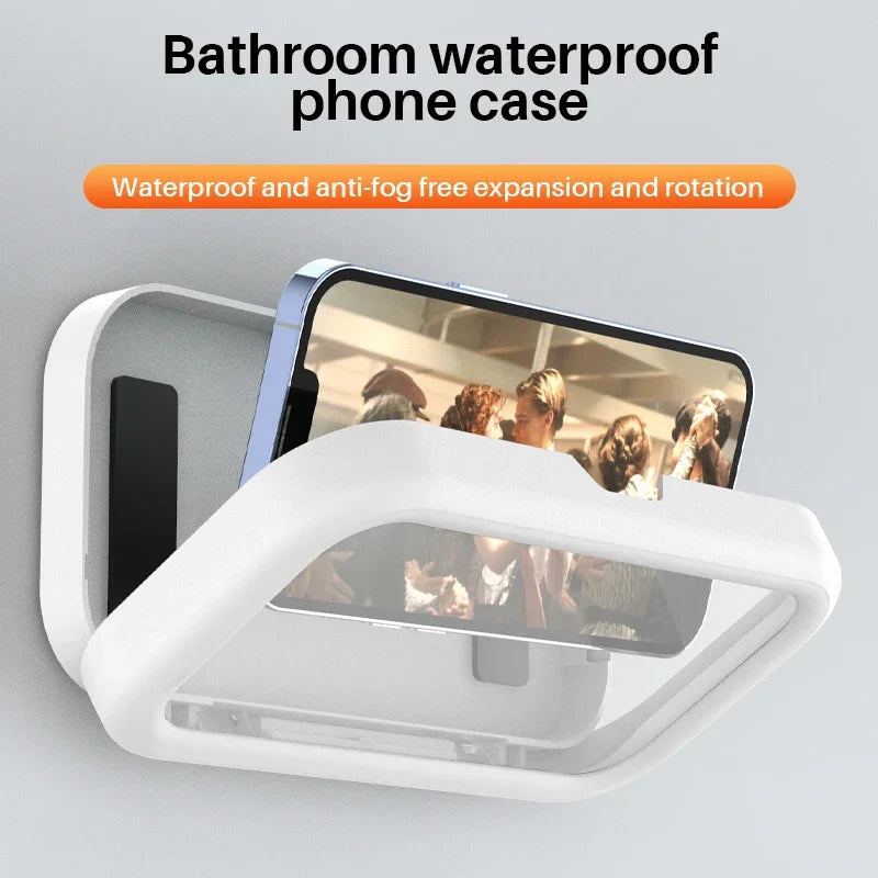 New Rotating Waterproof Bathroom Phone Wall Mount Holder – Adjustable Shower Phone Case for Wall, Bathroom, and Toilet