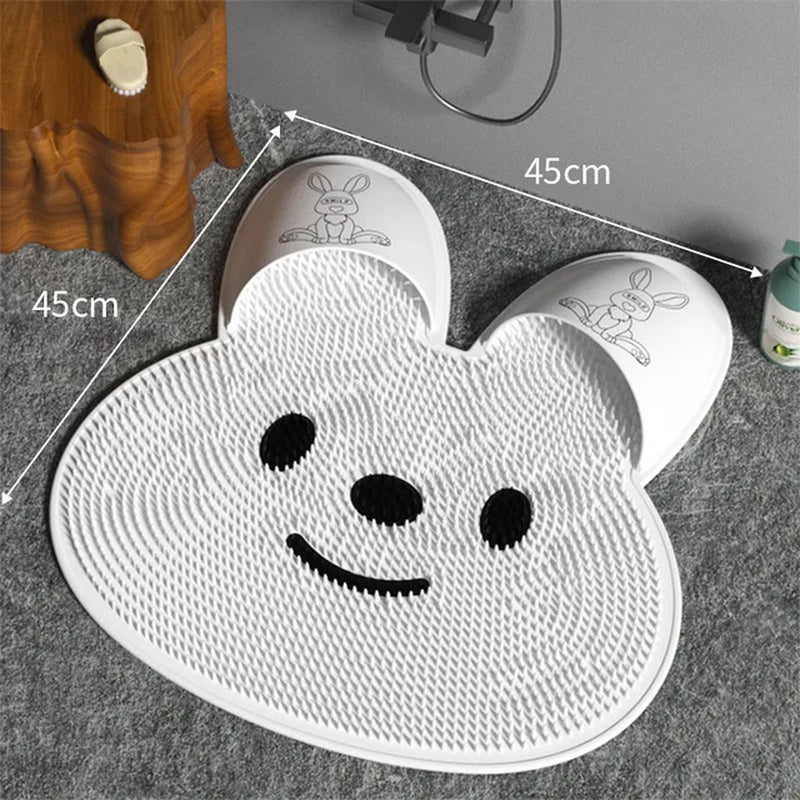 Silicone Rabbit Foot Rubbing Mat – Non-Slip Bathroom Massage Mat for Foot Washing and Peeling