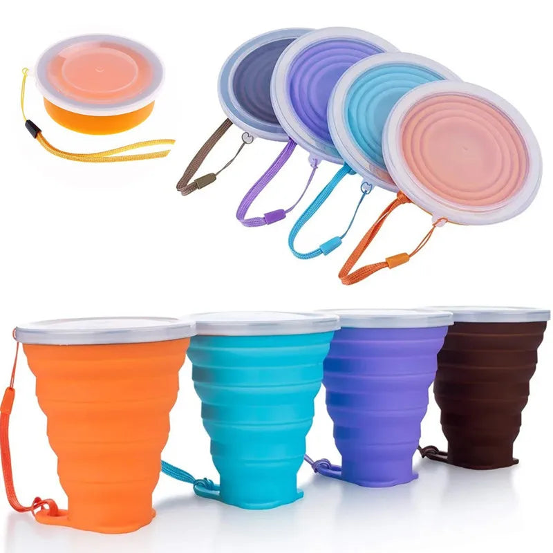 Folding Silicone Cups – BPA-Free, Food-Grade, Retractable, Portable, Colored Travel Water Cup for Coffee and Outdoor Use