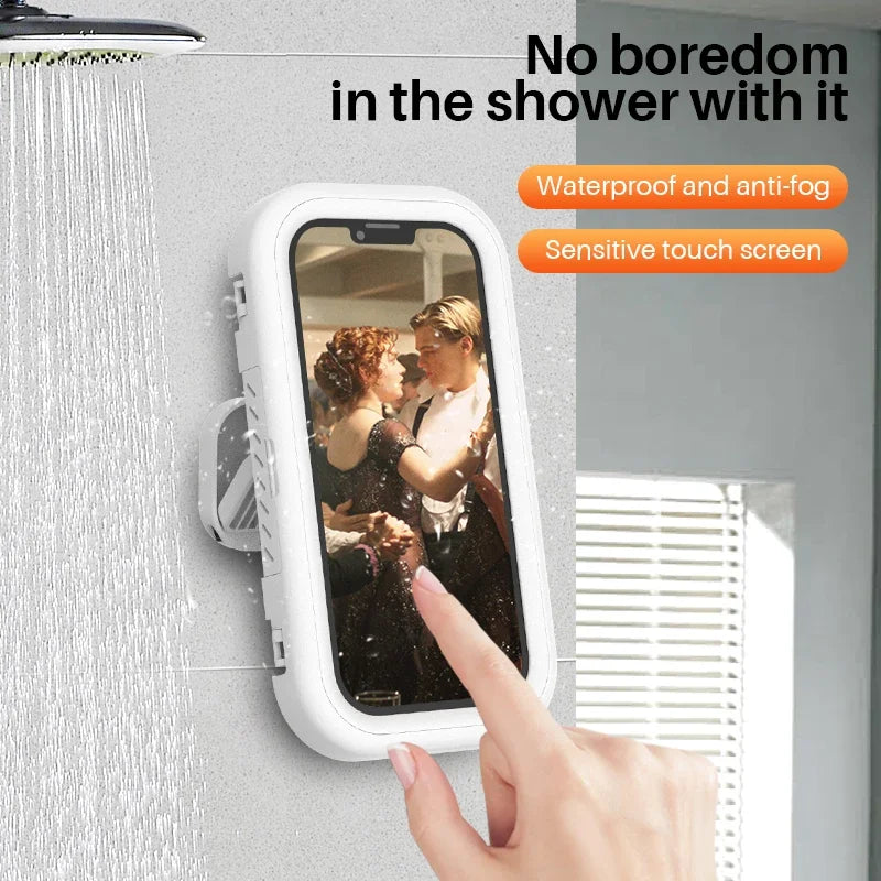 New Rotating Waterproof Bathroom Phone Wall Mount Holder – Adjustable Shower Phone Case for Wall, Bathroom, and Toilet