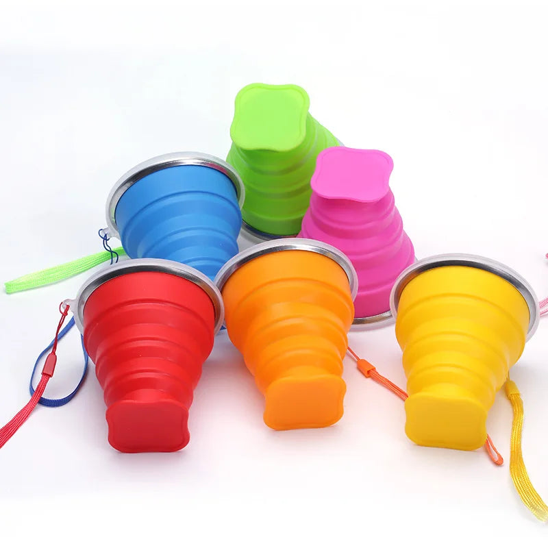 Folding Silicone Cups – BPA-Free, Food-Grade, Retractable, Portable, Colored Travel Water Cup for Coffee and Outdoor Use