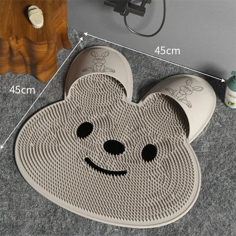 Silicone Rabbit Foot Rubbing Mat – Non-Slip Bathroom Massage Mat for Foot Washing and Peeling