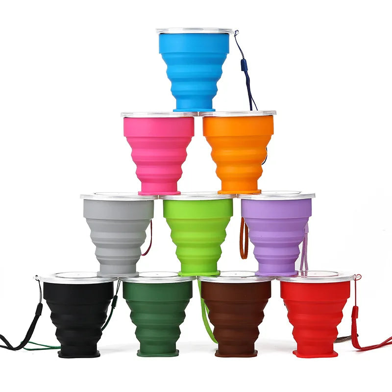 Folding Silicone Cups – BPA-Free, Food-Grade, Retractable, Portable, Colored Travel Water Cup for Coffee and Outdoor Use