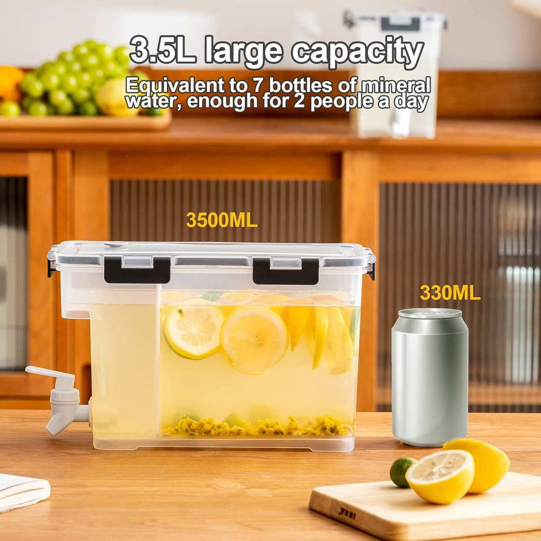 3.5L Cold Beverage Dispenser with Faucet for Fridge and Parties.